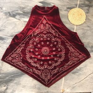 Free People Red Velvet Halter Top